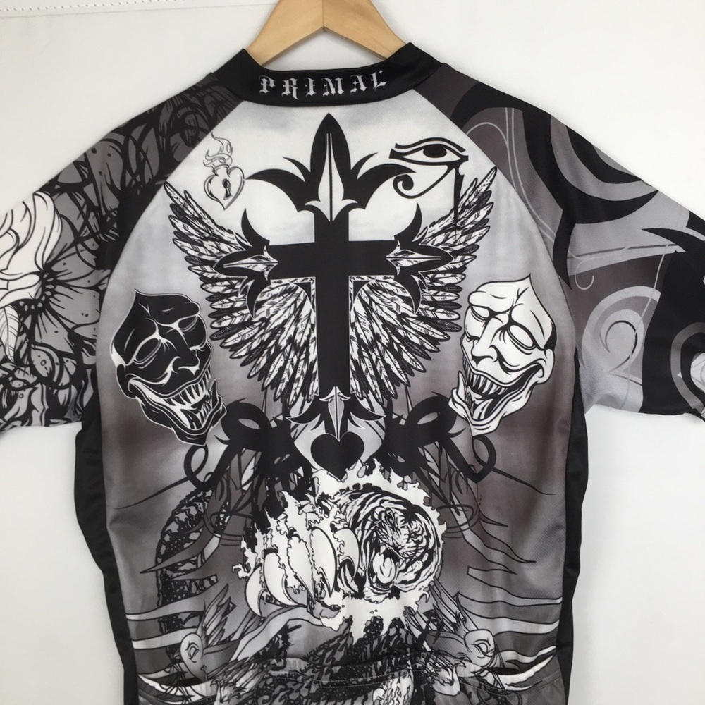 Primal Cycling Jersey Men’s 3/4 Zip Athletic Shirt Sz XL Tattoo Style Graphics - Picture 11 of 16